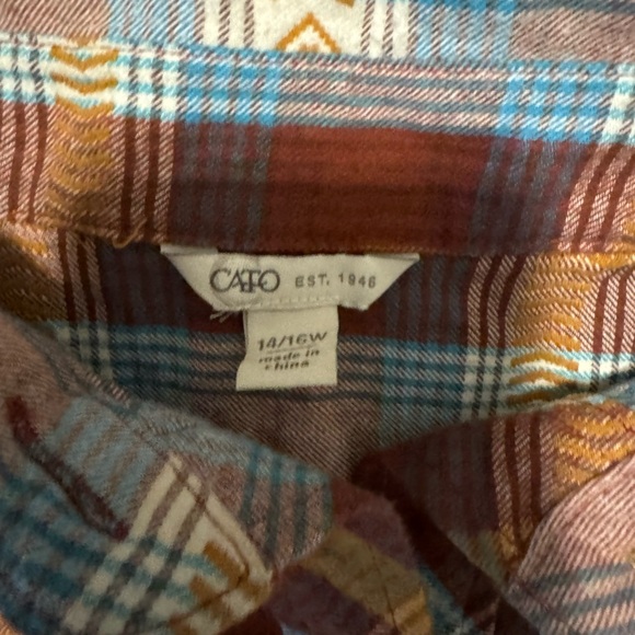 Flannel Button Down Western Shaket Women’s Plus Orange Dark 14w 16w XL XXL Comfy - Picture 2 of 10